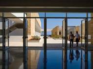 The view through the doors of the theater lobby, Charles Hostler Student Center in Beirut