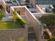 The view across green roof spaces of  Charles Hostler Student Center in Beirut