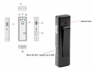 1.Power on/off 2.Record/Stop Button 3.Hold (recording alone button) 4.Micro SD card slot 5.MIC 6.Recharge Light 7.Video and audio Light 8.Audio Record Light 9.USB Port 