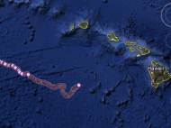 Plot map of the path of the SOLO-TREC autonomous underwater vehicle since its deployment south of Hawaii on Nov. 30, 2009